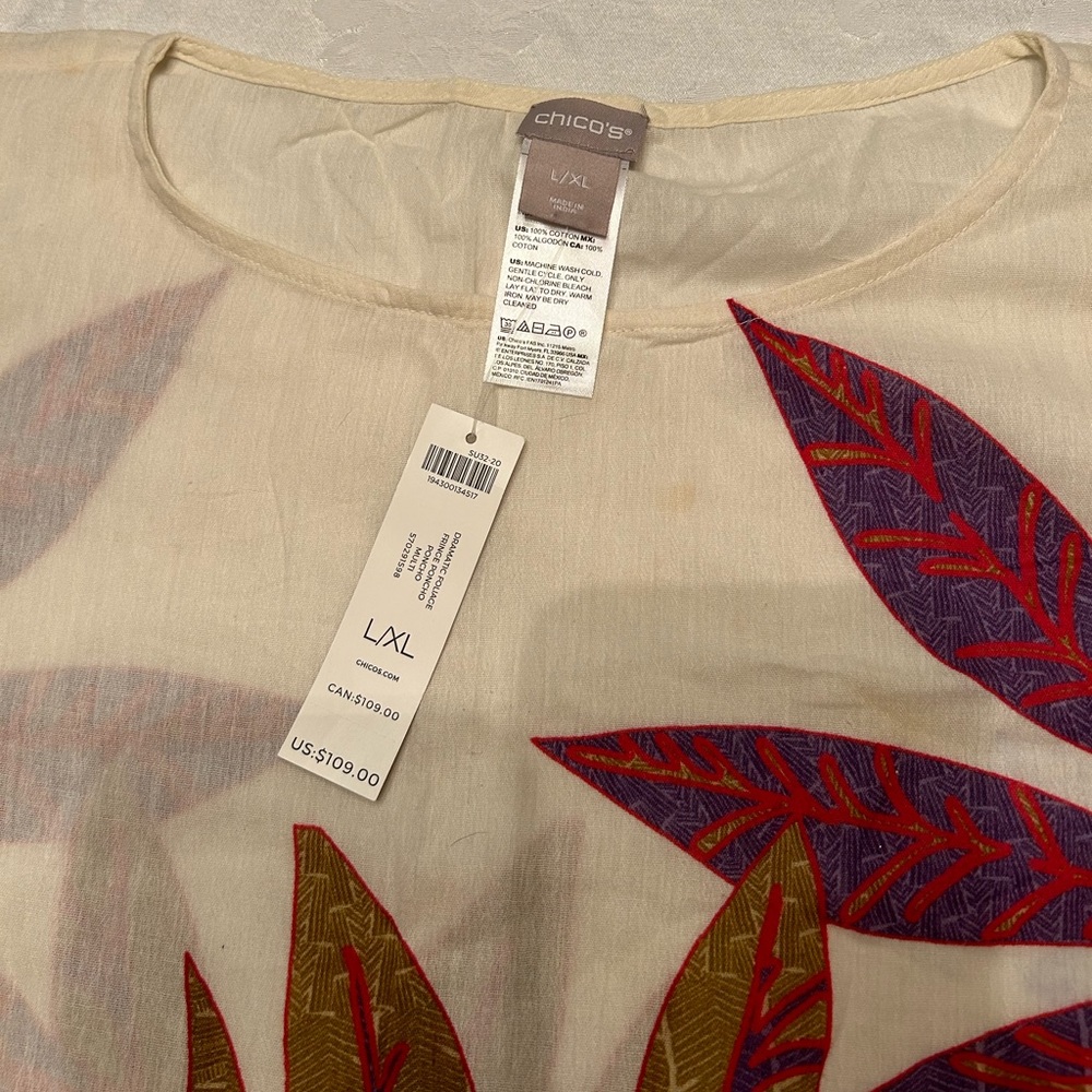 Brand new Chico’s tropical poncho. Size L/XL - Picture 4 of 4